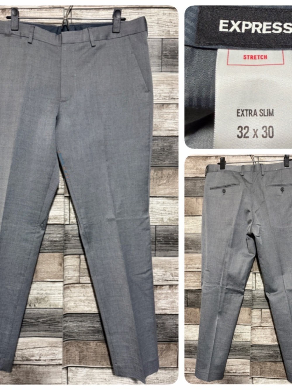 Express Extra Slim Stretch Dress Pants Men’s 32x30 Gray Wool Blend